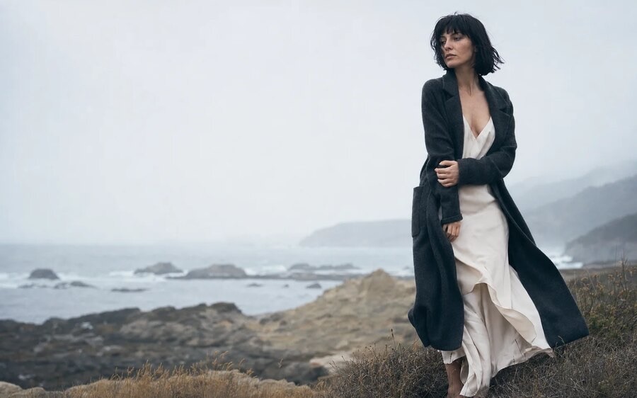 Arden Vell photography portfolio concept with a fashion portrait on a rocky coast